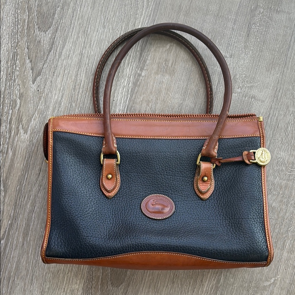 Dooney & Bourke Black and Brown Leather Satchel